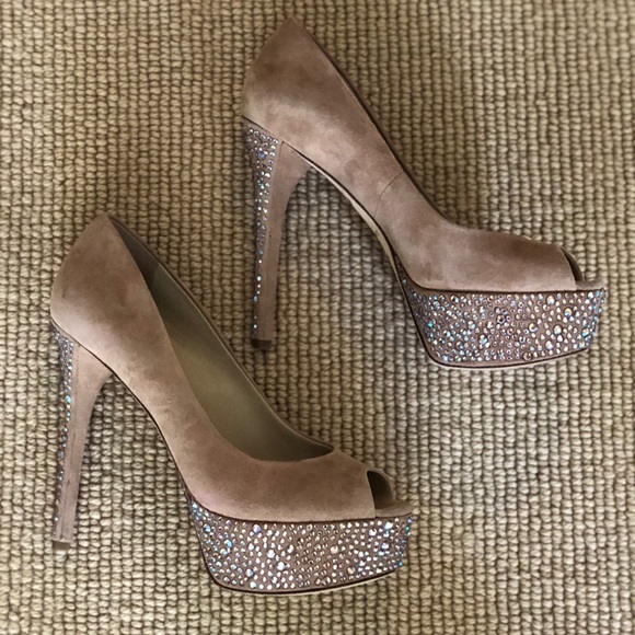 B Bryan Atwood crystal studed platform pumps - Picture 1 of 7